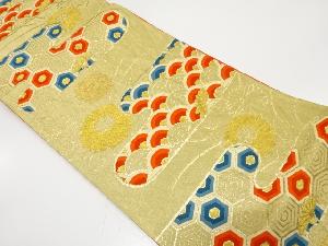 アンティーク　ヱ霞に菊・古典柄織り出し袋帯（着用可）